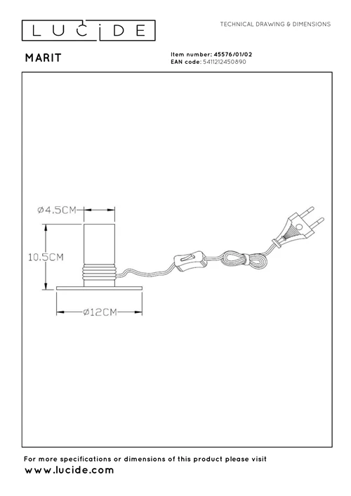 Lucide MARIT - Tafellamp - 1xE27 - Mat Goud / Messing - technisch